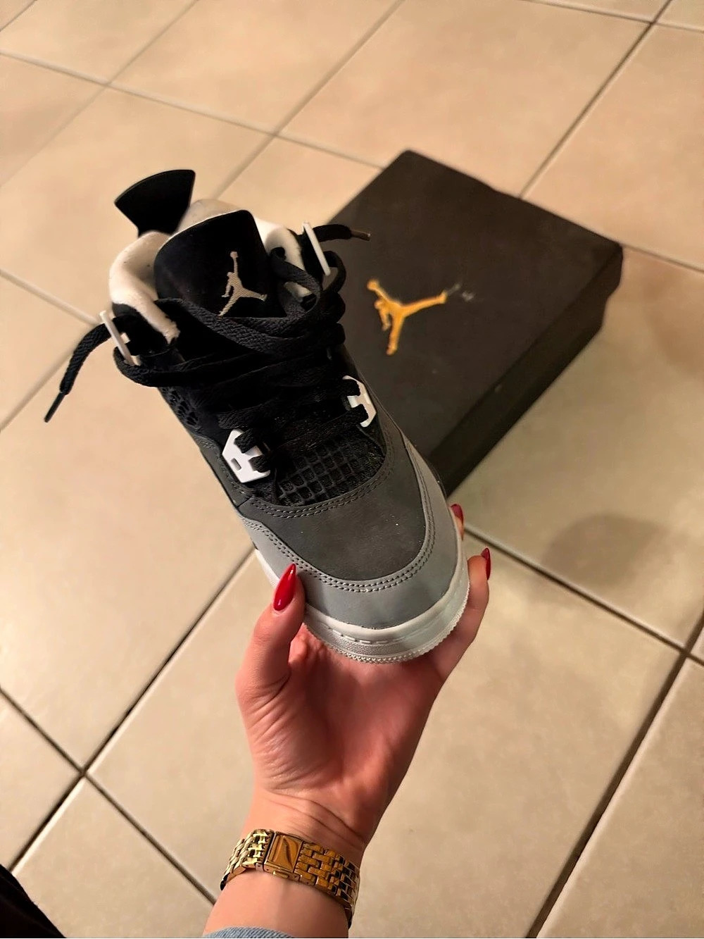 Jordan Air Jordan 4 Retro 'Fear Pack' Boys US 1Y Black & Gray Sneakers